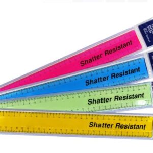 Ruler 30CM Shatterproof Assorted Colour Tinted Plastic