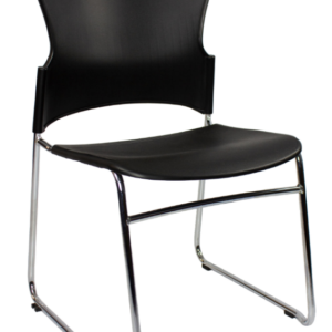 Steelco Adam Visitor Stacking Chair Black Plastic With Chrome Base