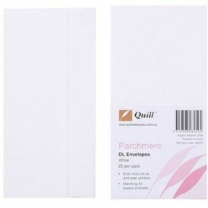 Quill Parchment Ivory White Envelopes Dl 110X220MM White 90gsm Pack 25