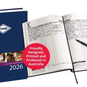 Zions Table Booking Diary 2026 2 Pages To A Day Lunch/Dinner Australian Made & Printed