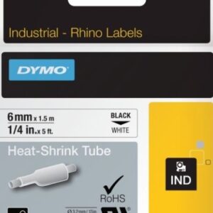 Dymo Rhino Heat Shrink White Tape 6MM x 1.5M