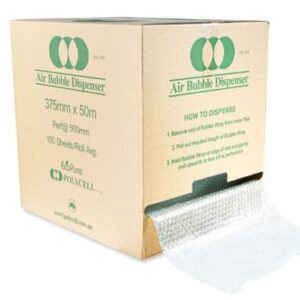 Bubble Wrap 375MMx50M Ecopure NP9372 Green Roll Perforated In Dispenser Box
