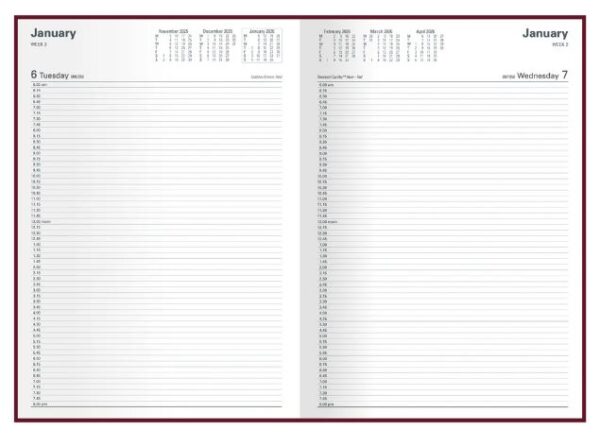 Diary Collins 140.P78-26 Appointment 140 A4 15 Minutes Day To A Page Burgundy 2026 - Image 2