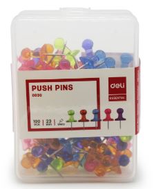Deli Push Pins Coloured PKT 100