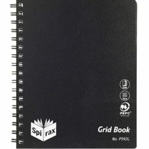 Grid Book Spirax P592G Pp Side opening 240Pg Black  222 X 178MM