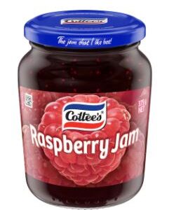 Cottees Jam Raspberry 375 Gram
