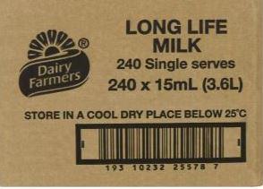 Dairy Farmers Milk Fill Cream Portions 15ML Carton of 240
