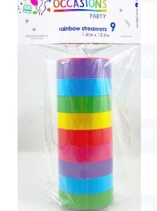 Streamers Rainbow Assorted Colours Pack 9