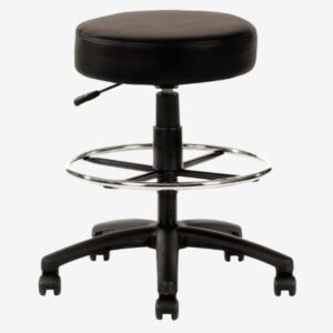 Utility Drafting Stool Black PU With Drafting Ring