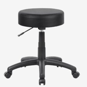 Utility Stool Black PU Black Nylon Base Adjustable Seat