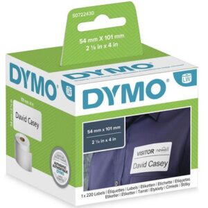 Dymo Shipping Labels 54X101MM White Paper 220 Labels Per Roll S0722430