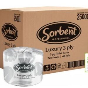 Sorbent Professional Luxury Toilet Tissue 3 Ply 225 Sheets Carton of 48