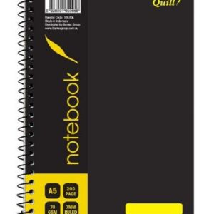 Notebook Quill A5 7mm Ruled Side Open 210X148MM 200Pgs