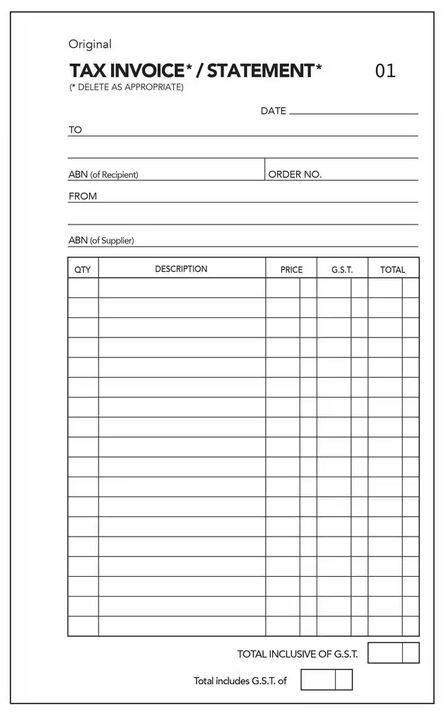 Olympic 724 Tax Invoice & Statement Book – Duplicate, 200x125mm, 50 Leaf, Carbonless, Numbered