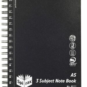 Note Book Spirax P572 Pp 3 Subject A5 Side Opening 300Pg Black
