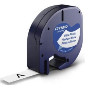 Dymo Letratag Label Cassettes 12MM X 4M Black On Pearl White Plastic Tape