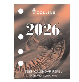 Collins Desk Calendar Refill 2026 1 Day To A Page Side Punch Refill