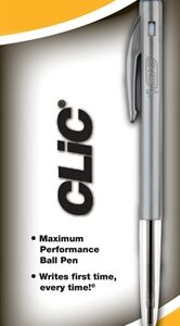 BIC Clic Ball Point Pen Medium Black Box 10