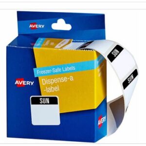 Labels Avery Dispenser Sunday Printed 24X24MM (Freezer Safe) Pk100