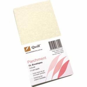 Quill Parchment Envelopes 90Gsm Dl 110X220MM Natural Pack/25