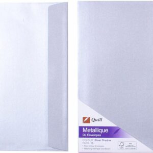 Envelopes Quill Dl Metallique Silver 120Gsm Pack 10