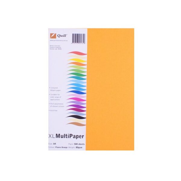 Quill Office Paper A4 80 Gsm Fluoro Orange Ream 500