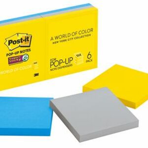 3M R330-6Ssny Post-It Popup Notes 76 X 76MM Assorted New York Collection Pack 6
