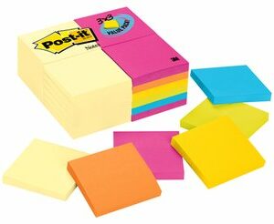 Post It Notes Original Mixed Value Pack 654-Cyp-24Va 76X76MM PKT 24