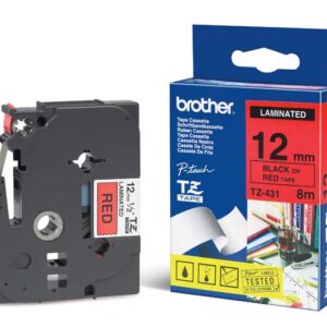 Brother 12MM Black Text On Red Tape - 8 Metres