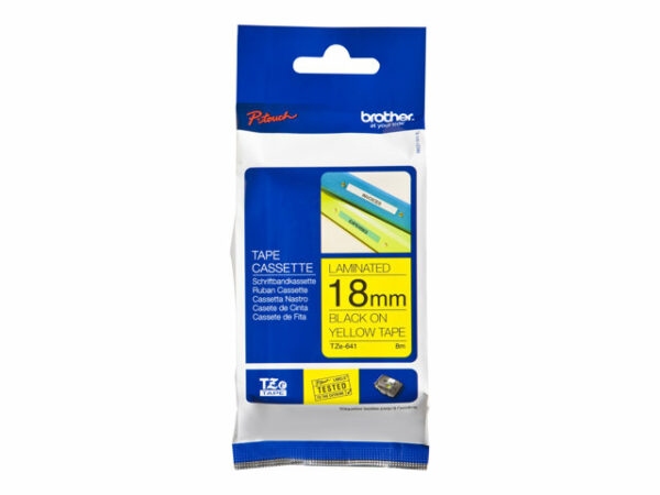 Brother 18MM Black Text On Yellow Tape - 8 Metres