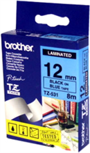 Brother 12MM Black Text On Blue Tape - 8 Metres
