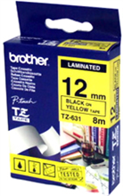 Brother 12MM Black Text On Yellow Tape - 8 Metres