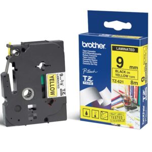 Brother 9MM Black Text On Yellow Tape - 8 Metres