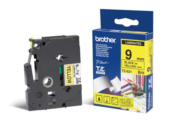 Brother 9MM Black Text On Yellow Tape - 8 Metres