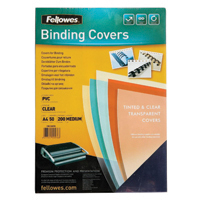 Fellowes A4 Clear Transparent Plastic Binding Covers Pack/100. 200 Microns.