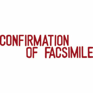 Shiny Pre Inked Stamp Confirmation Of Facsimilie Red - Solid Text Each