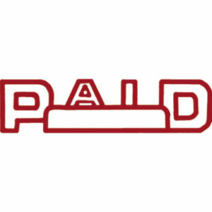 Shiny Pre Inked Stamp Paid Red - Includes Space For Date