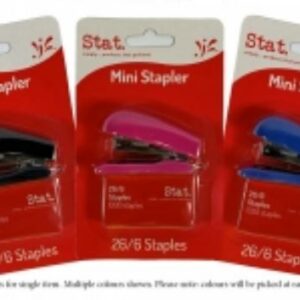 Stapler Stat Mini 26/6 With Staples Assorted Colours