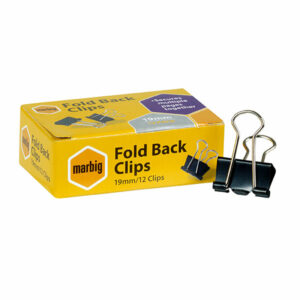 Marbig Foldback Clips 19MM Box 12 Black