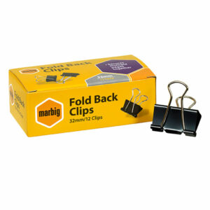 Marbig Foldback Clips 32MM Box 12 Black