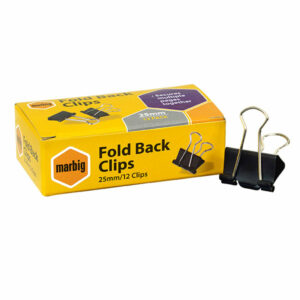 Marbig Foldback Clips 25MM Box 12 Black