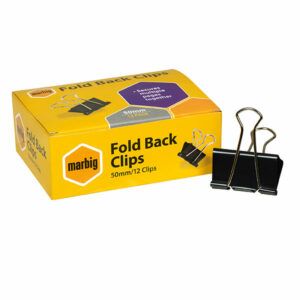 Marbig Foldback Clips 50MM Box 12 Black