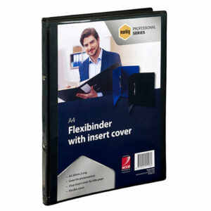 Binder Flexi Marbig A4 2R 20MM Clear Front Cover Black Back