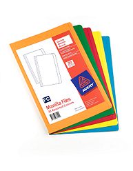 Avery Manilla Straight Cut Folders Assorted ( 5 Colours) Pack 20 Foolscap