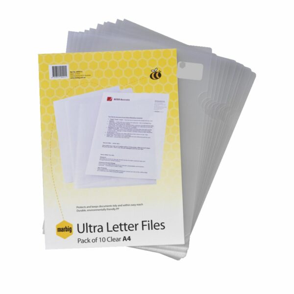 Marbig Letter Files Ultra Clear A4 Pack 10 180 Micron
