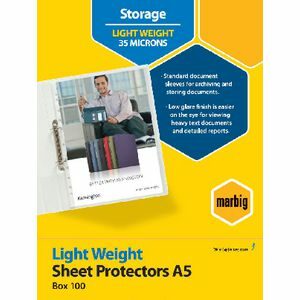 Marbig A5 Copysafe Clear Plastic Pocket Sheet Protectors Box 100 Light Weight 35 Mic