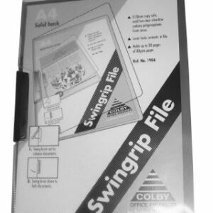 Colby Swingrip Clip A4 Document File Clear Cover Black Back