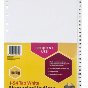 Marbig 35141 1-54 White Indices