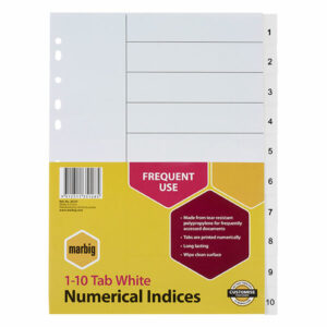 Marbig Indicies 1-10 White Pp Divider