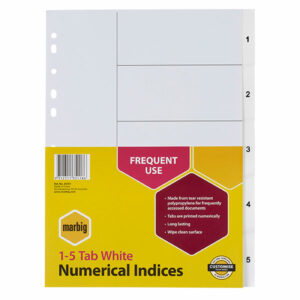 Marbig 35101 A4 1-5 White Pvc Indices Divider